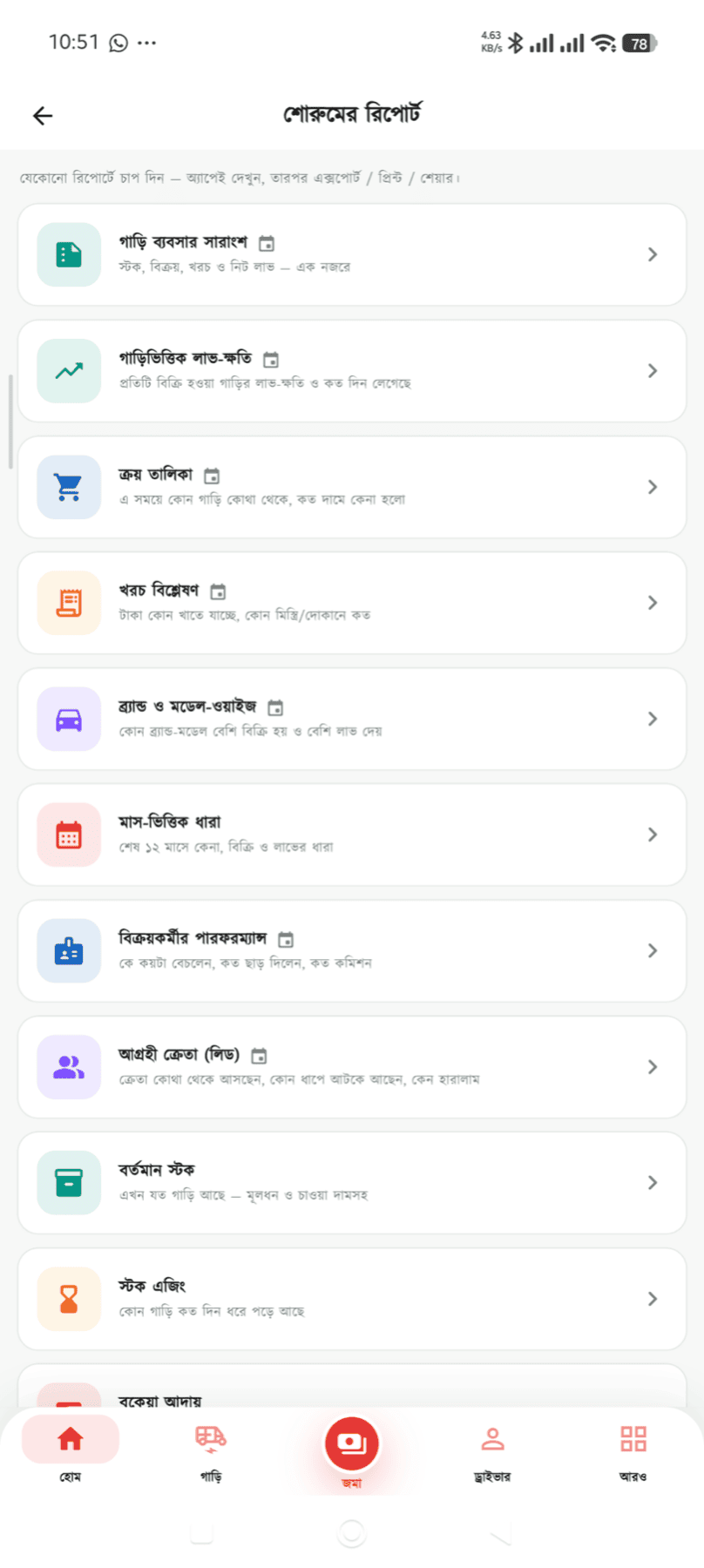 Showroom Reports স্ক্রিন