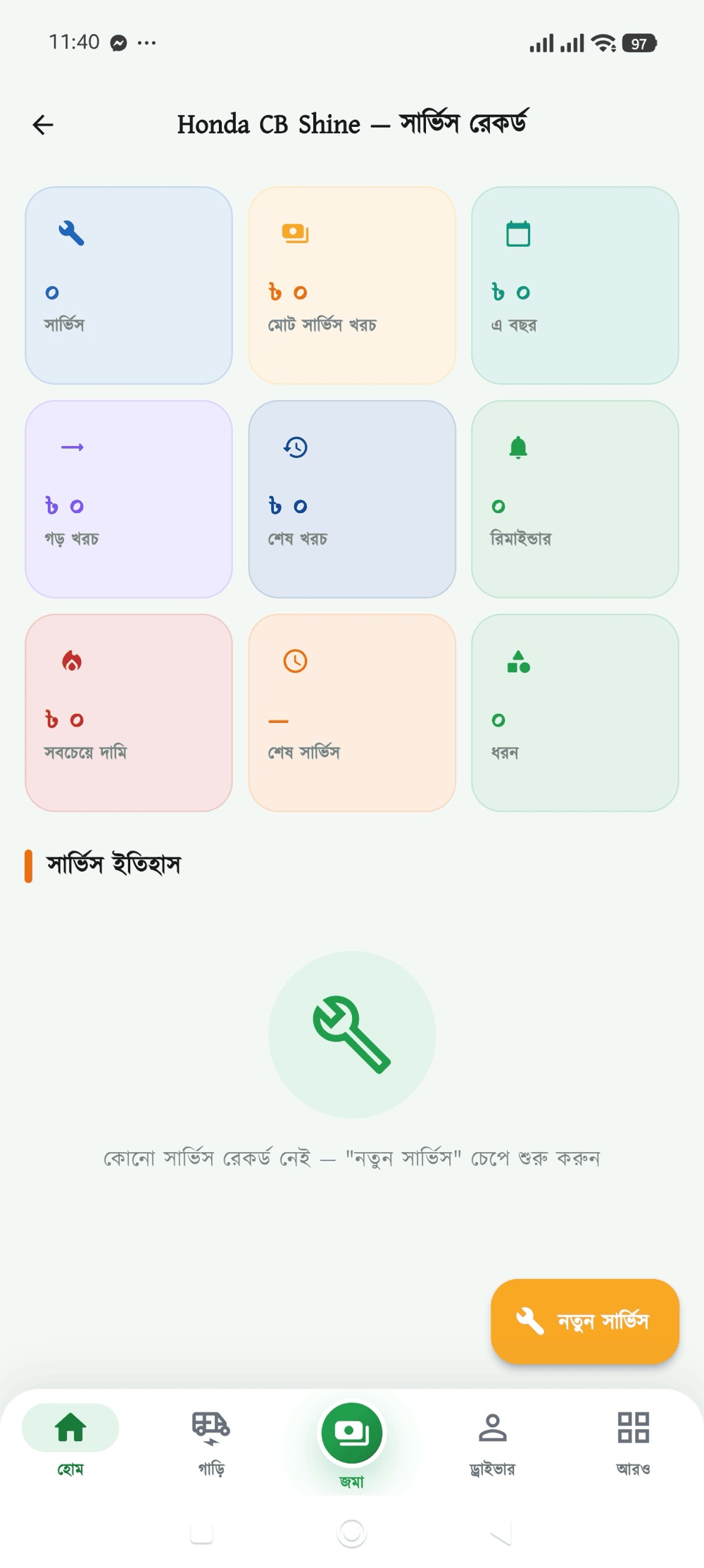 সার্ভিস রেকর্ড স্ক্রিন